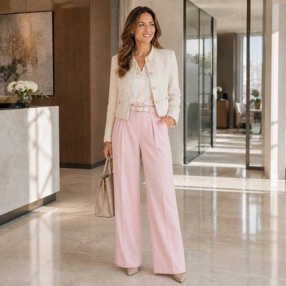 Banana Republic Blush Pink Pleated Wide Leg Trousers Size 4